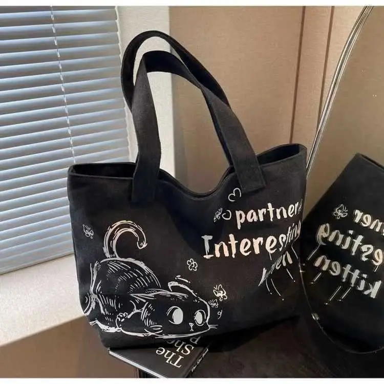 Cartoon Canvas Student Bag Large Capacity Casual Shoulder Bag - Image 4