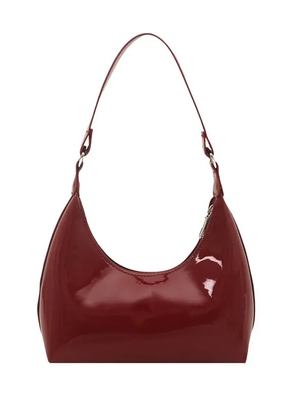 Burgundy Patent Leather Shoulder Crossbody Bag for Women - Image 10