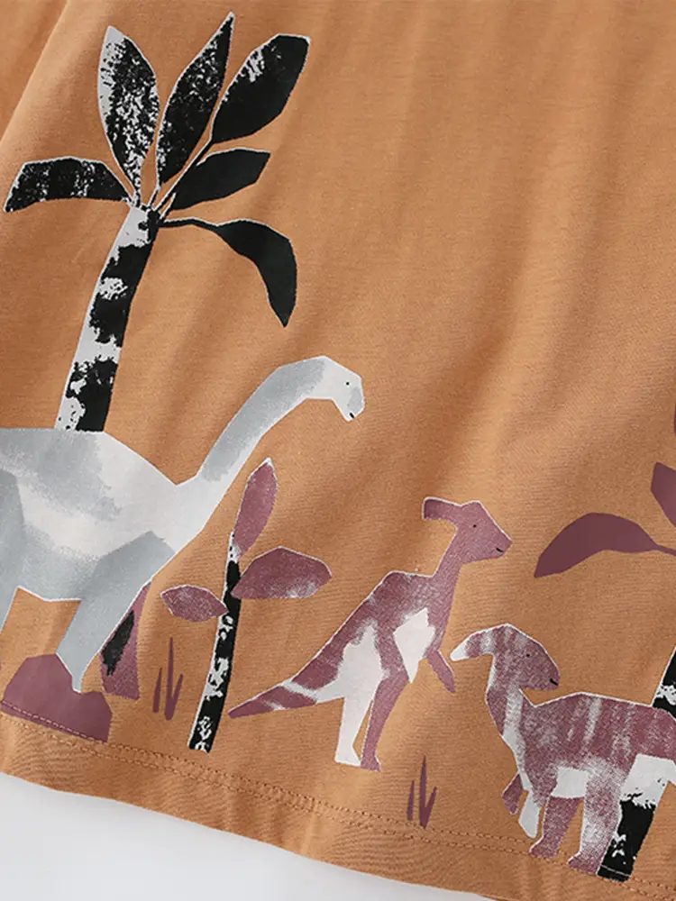 Kids Dinosaur Print Sweatshirt Brown Long Sleeve - Image 4
