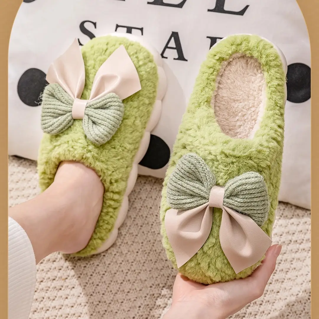 Cotton Slippers with a Stepping-On-Poop Feeling for Girls, 2025 New Autumn and Winter Sweet Indoor Office Warm Plush Slippers for Winter — feature 12