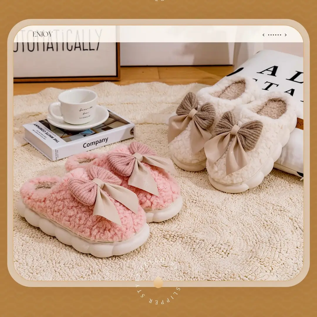 Cotton Slippers with a Stepping-On-Poop Feeling for Girls, 2025 New Autumn and Winter Sweet Indoor Office Warm Plush Slippers for Winter — feature 19