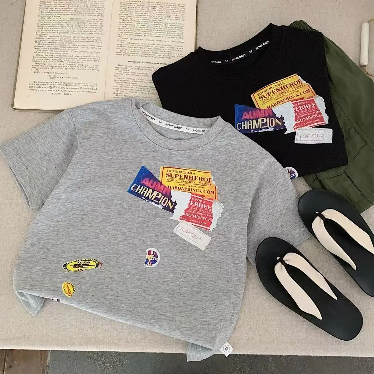 2025 Boys Grey T-Shirt Korean Style Loose Fit - Image 3