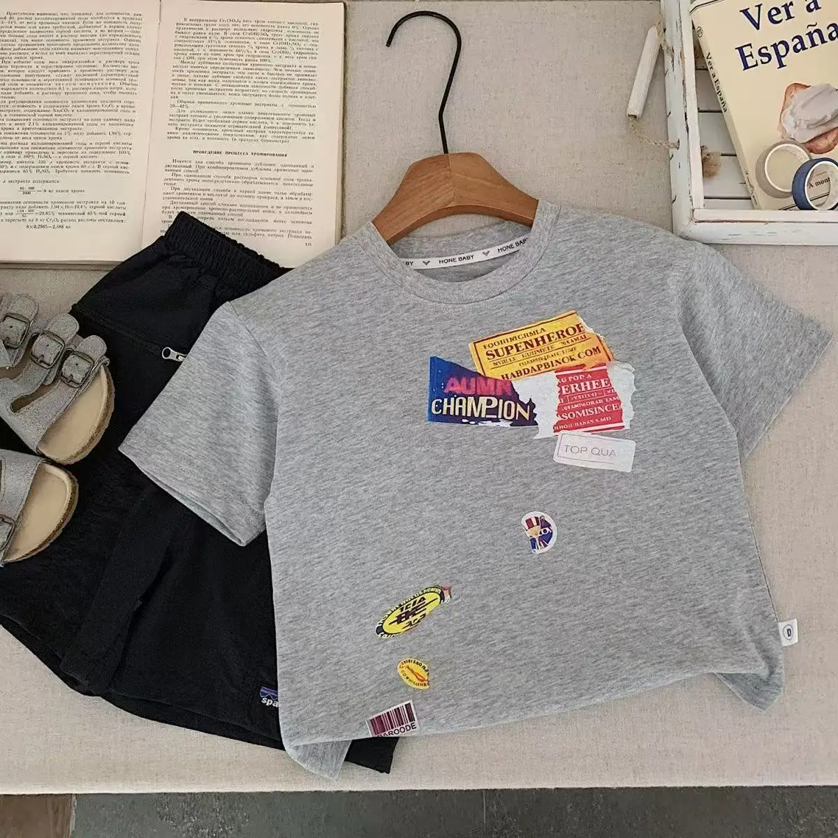 2025 Boys Grey T-Shirt Korean Style Loose Fit — feature 4