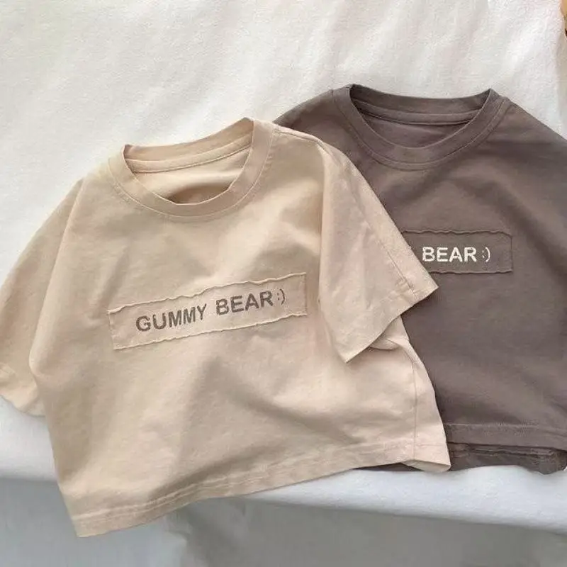 New Kidsren's Summer T-Shirt Brown Loose Cotton Boys — feature 2
