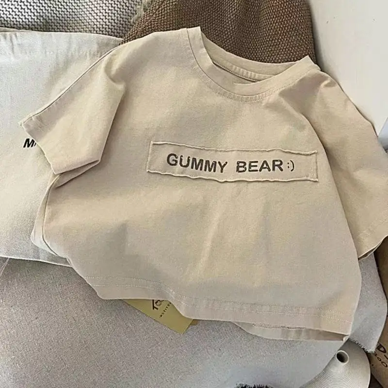 New Kidsren's Summer T-Shirt Brown Loose Cotton Boys — feature 4