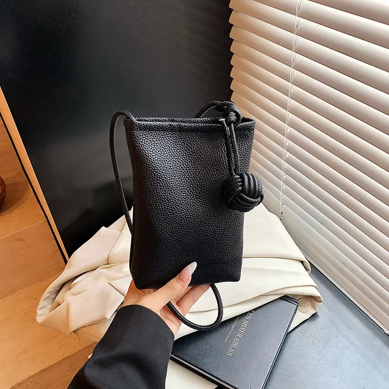 Women's White Knit Shoulder Bag with Drawstring Closure - Image 7