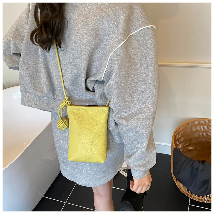 Women's White Knit Shoulder Bag with Drawstring Closure — feature 18