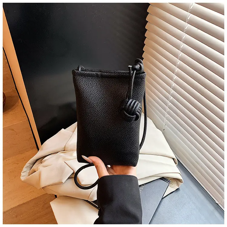 Women's White Knit Shoulder Bag with Drawstring Closure — feature 21