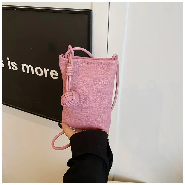 Women's White Knit Shoulder Bag with Drawstring Closure — feature 23