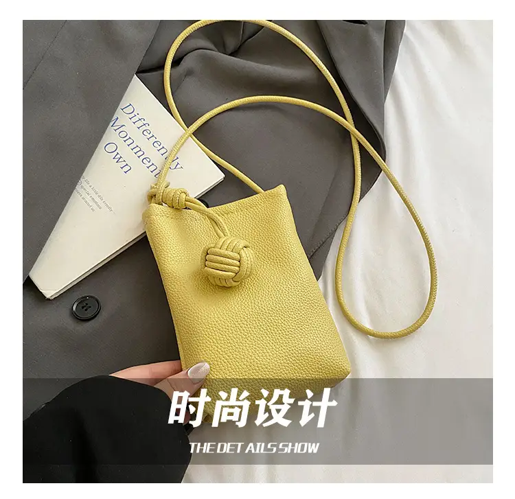 Women's White Knit Shoulder Bag with Drawstring Closure — feature 3