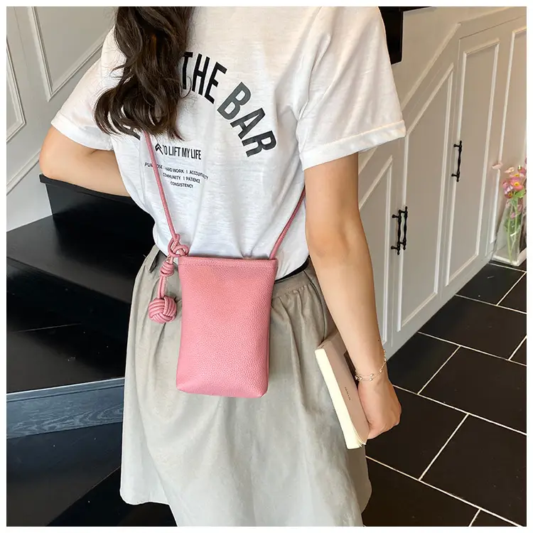 Women's White Knit Shoulder Bag with Drawstring Closure — feature 5