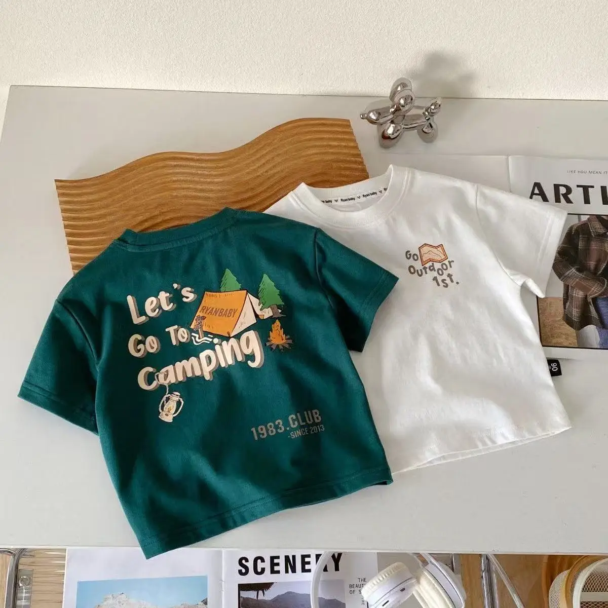 Boys Cotton Camping T-Shirt 2025 Green — feature 2