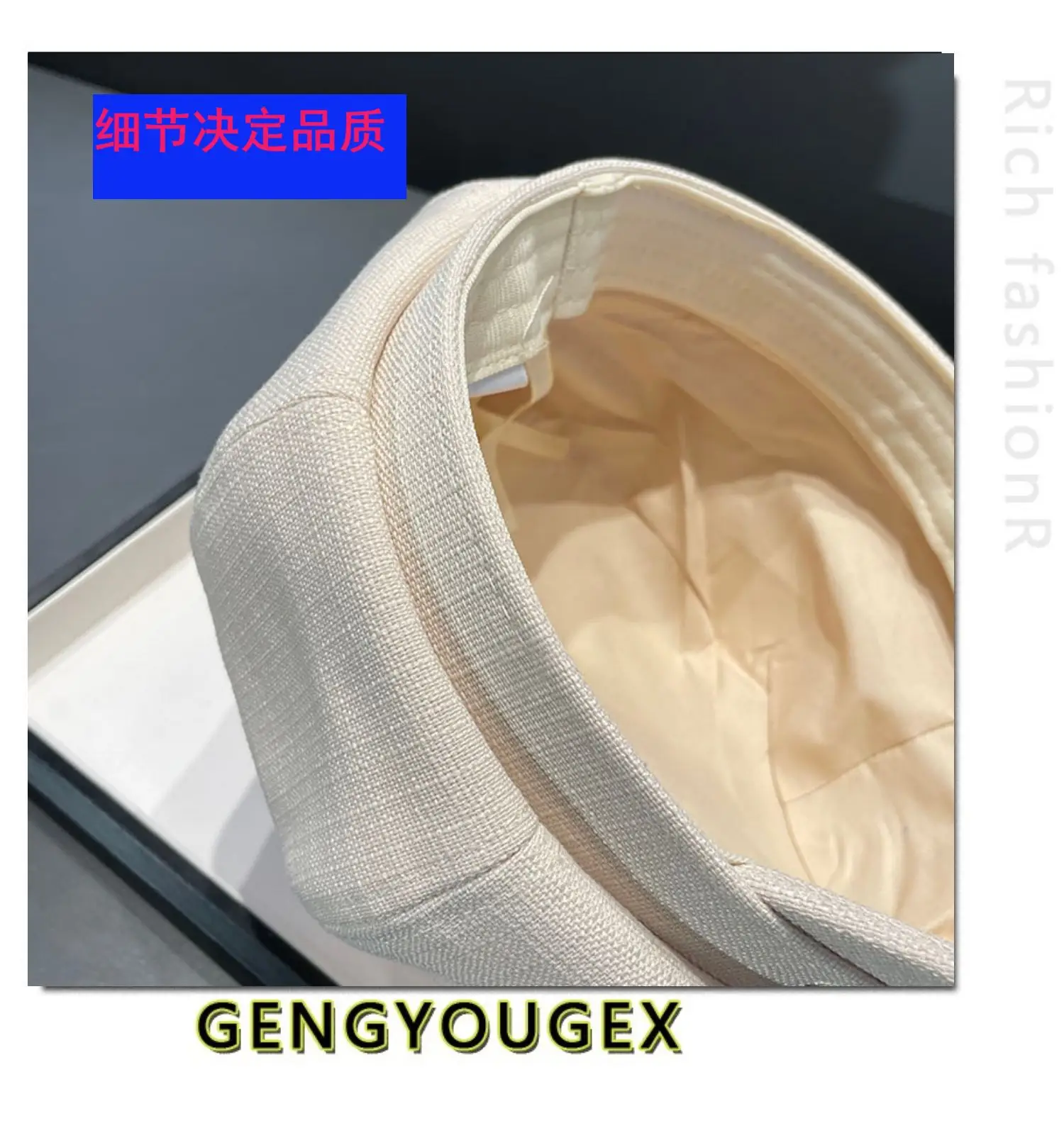 Women Spring Brim Cap Light Grey British Style — feature 13