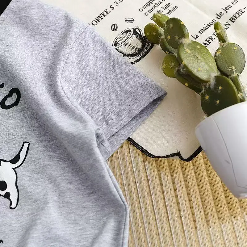 Children's Grey Cartoon T-Shirt Short Sleeve Pure Cotton 2025 — feature 4