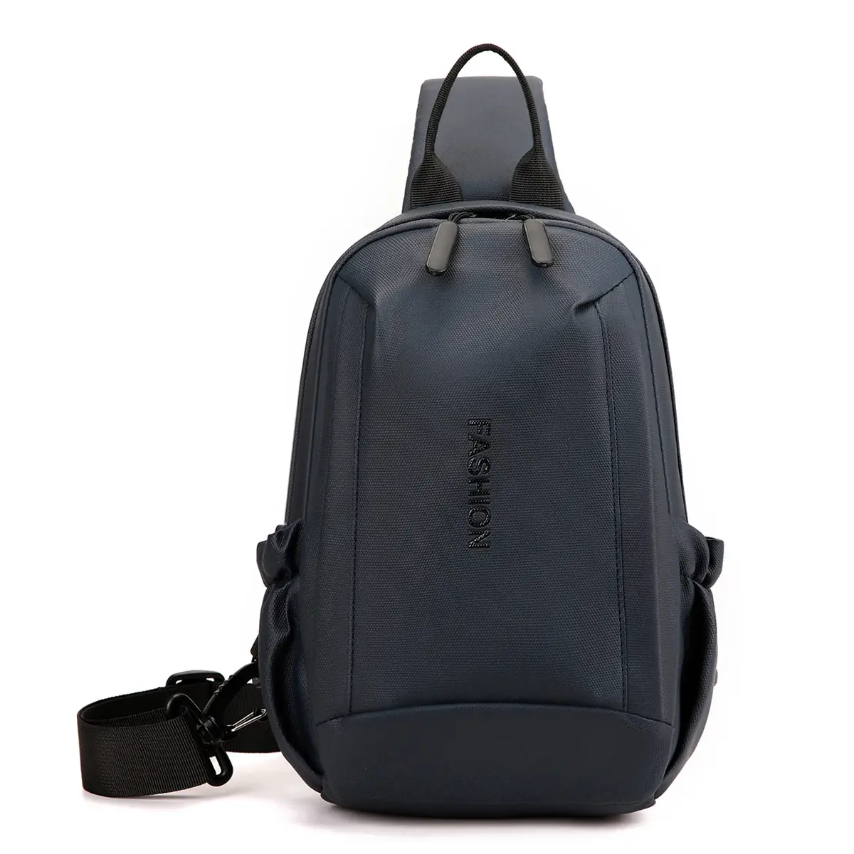 Men's Grey Leather Crossbody Bag Waterproof Business Commute