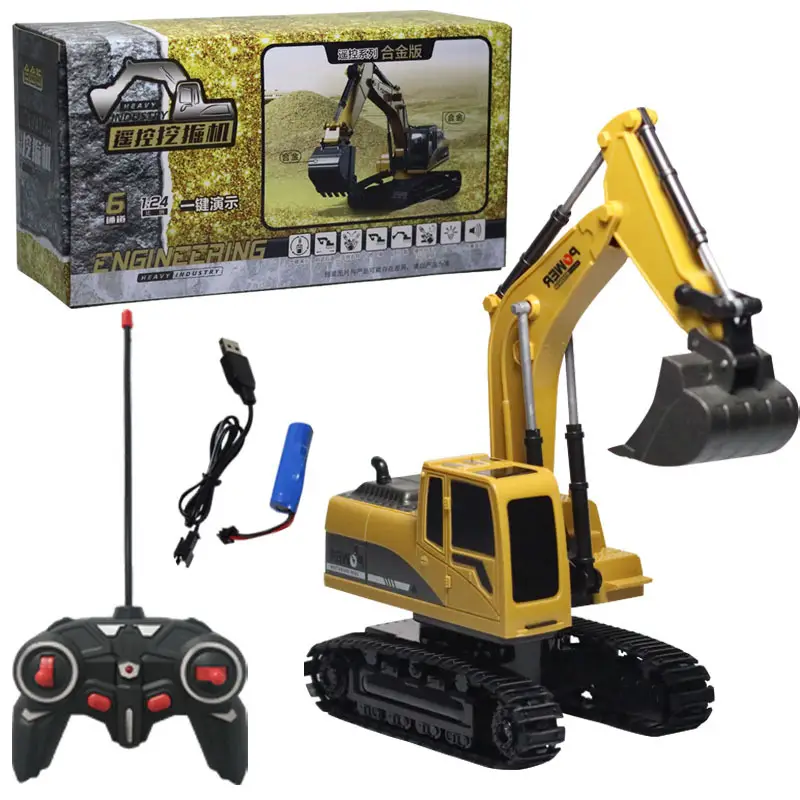 Children's Remote Control Excavator Engineering Vehicle Alloy Excavator Dump Truck Bulldozer Forklift Cross-Border Toys Dropshipping