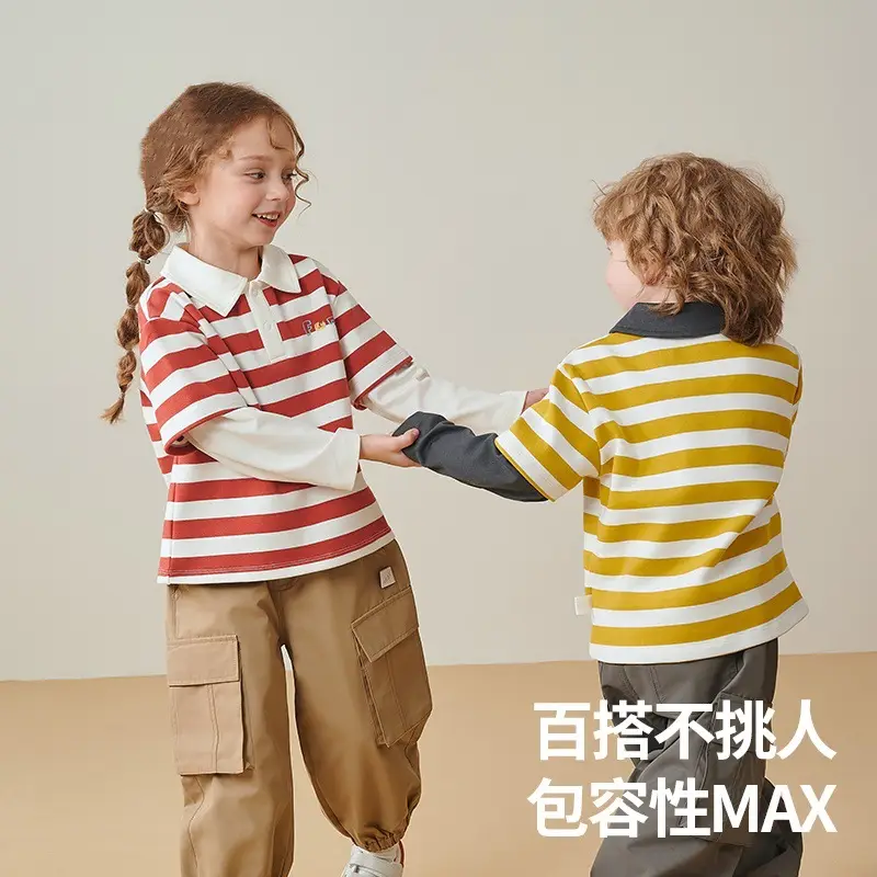 Baby Striped Polo Shirt Yellow Black Long Sleeve - Image 4