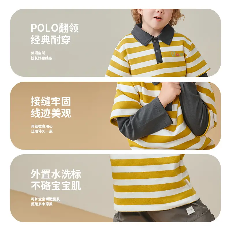 Baby Striped Polo Shirt Yellow Black Long Sleeve - Image 6