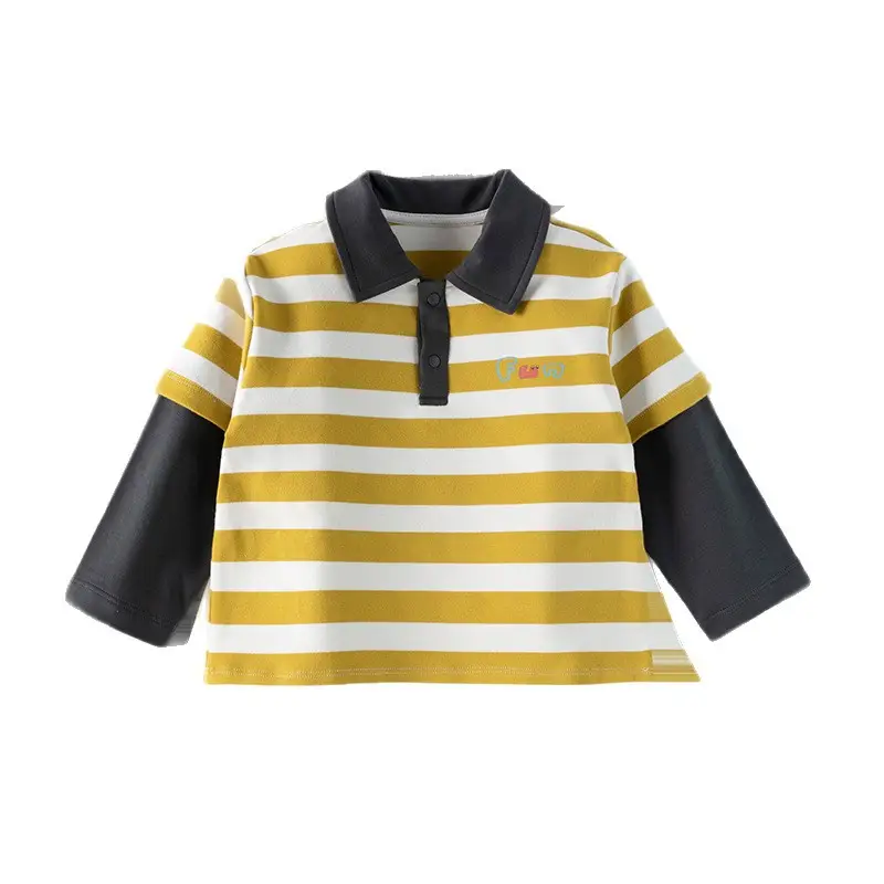 Baby Striped Polo Shirt Yellow Black Long Sleeve - Image 7