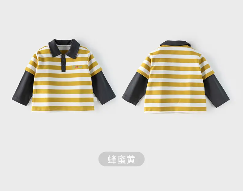 Baby Striped Polo Shirt Yellow Black Long Sleeve — feature 24
