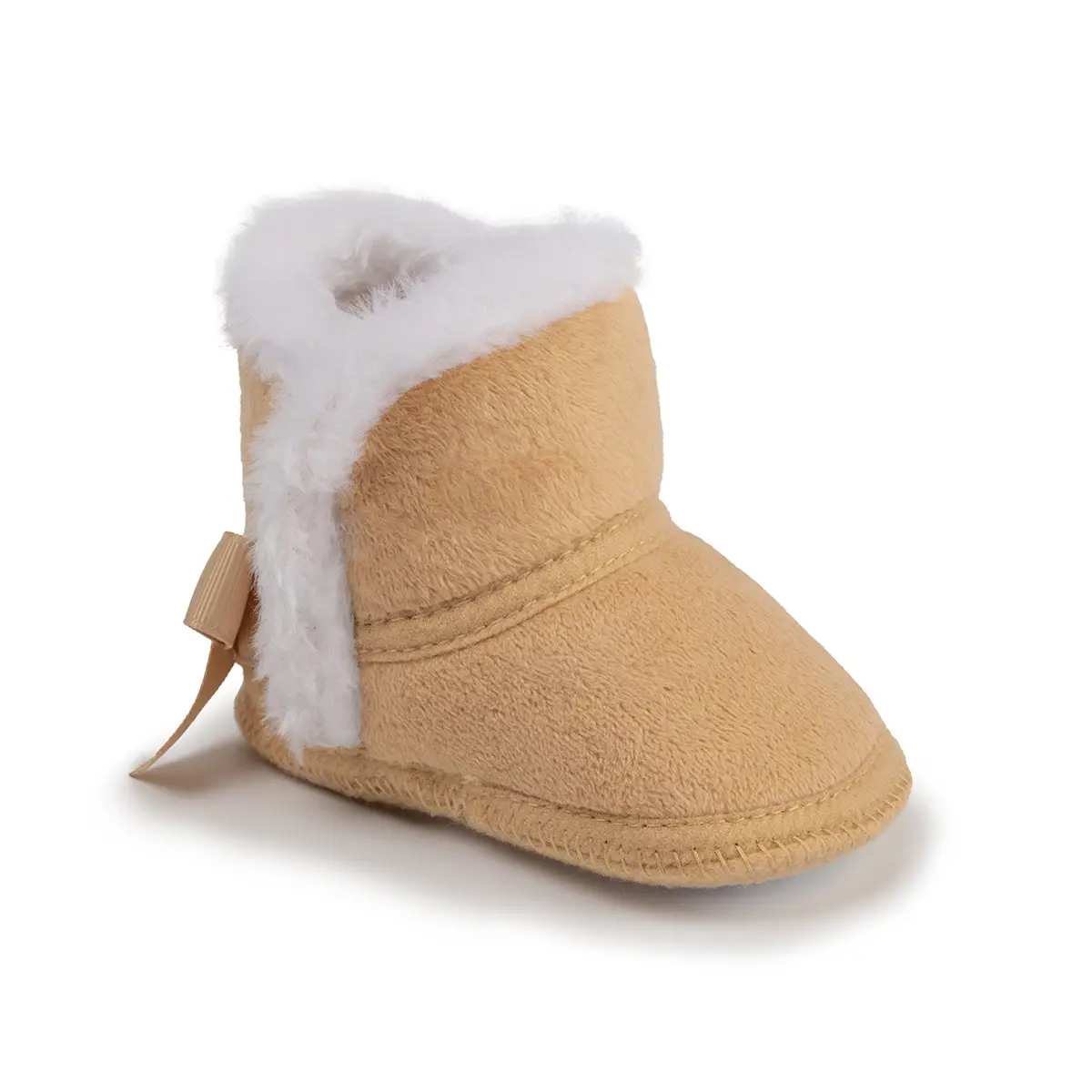 Winter Warm Baby Boots Pink Brown Anti-Slip Velcro