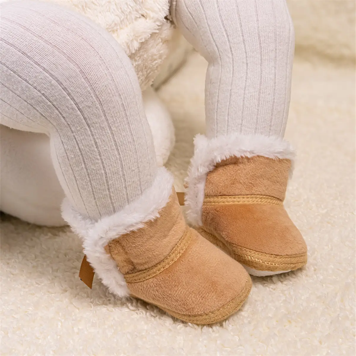 Winter Warm Baby Boots Pink Brown Anti-Slip Velcro — feature 10
