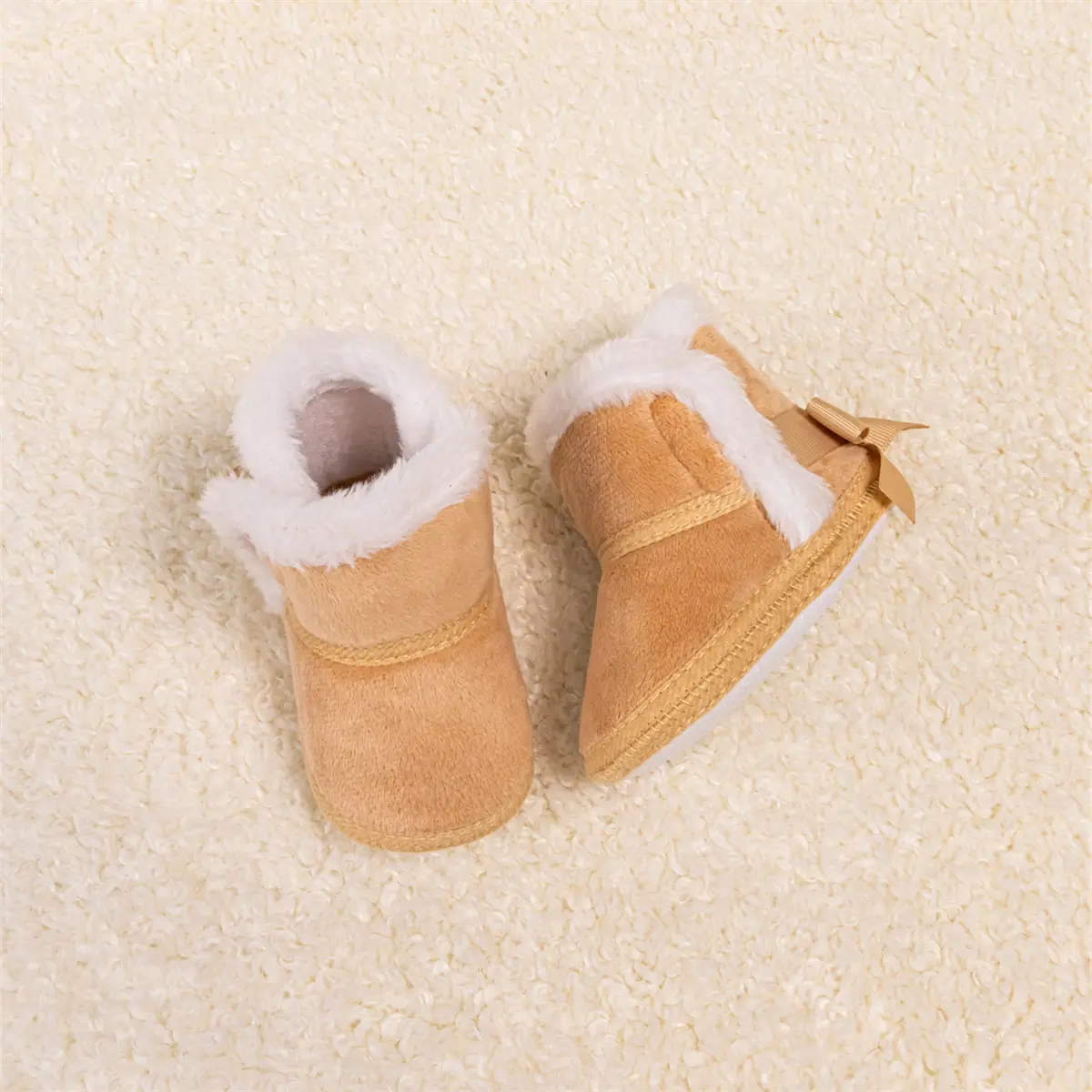 Winter Warm Baby Boots Pink Brown Anti-Slip Velcro — feature 11