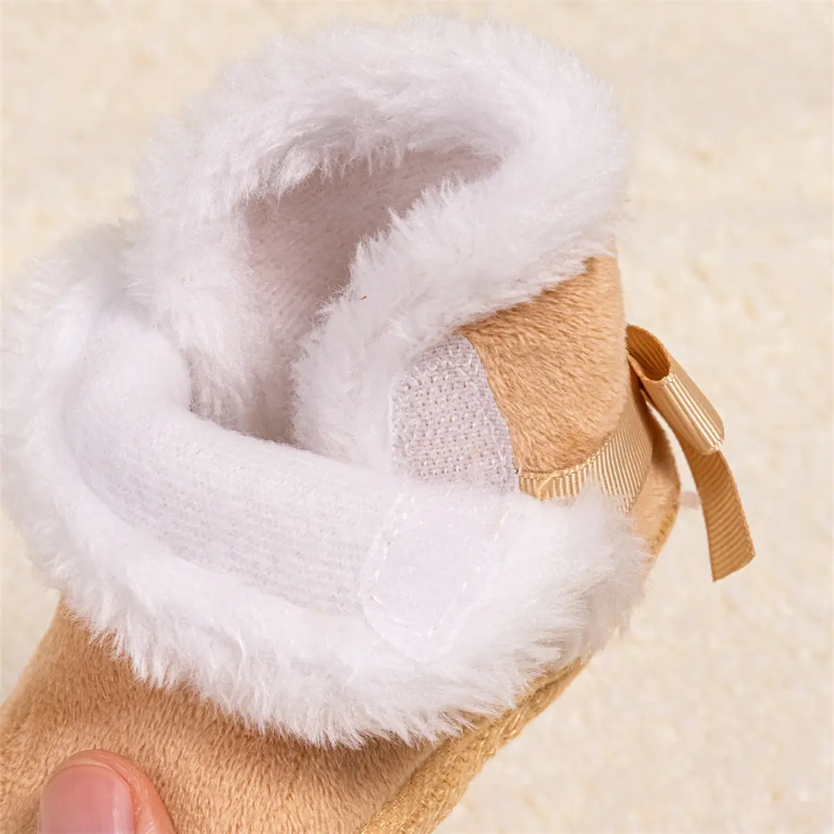 Winter Warm Baby Boots Pink Brown Anti-Slip Velcro — feature 12