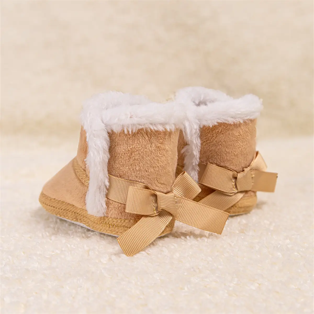 Winter Warm Baby Boots Pink Brown Anti-Slip Velcro — feature 13
