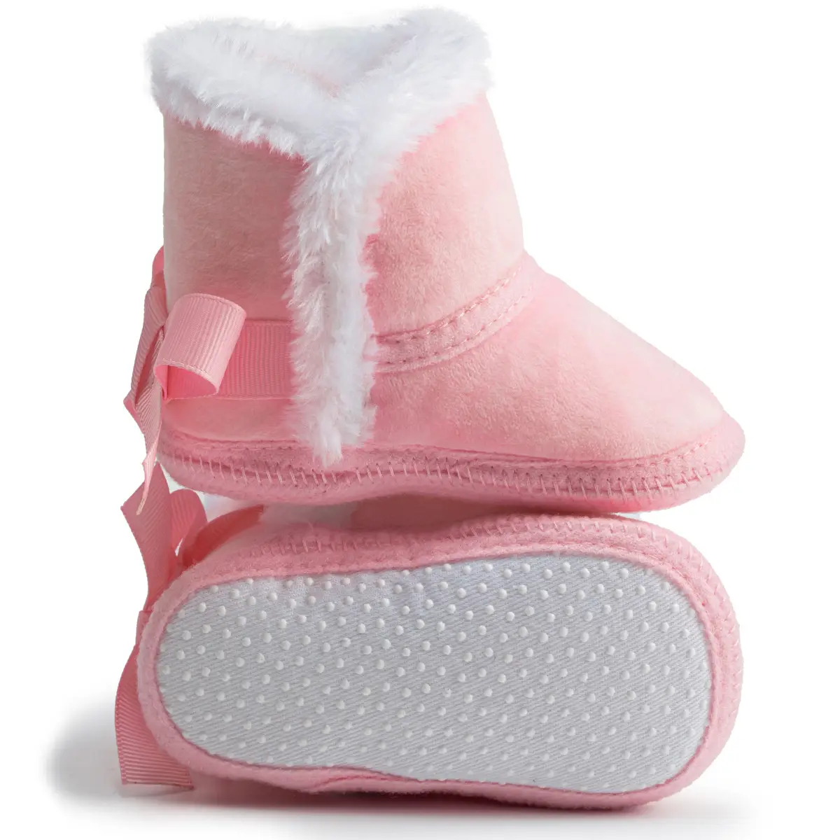 Winter Warm Baby Boots Pink Brown Anti-Slip Velcro — feature 16