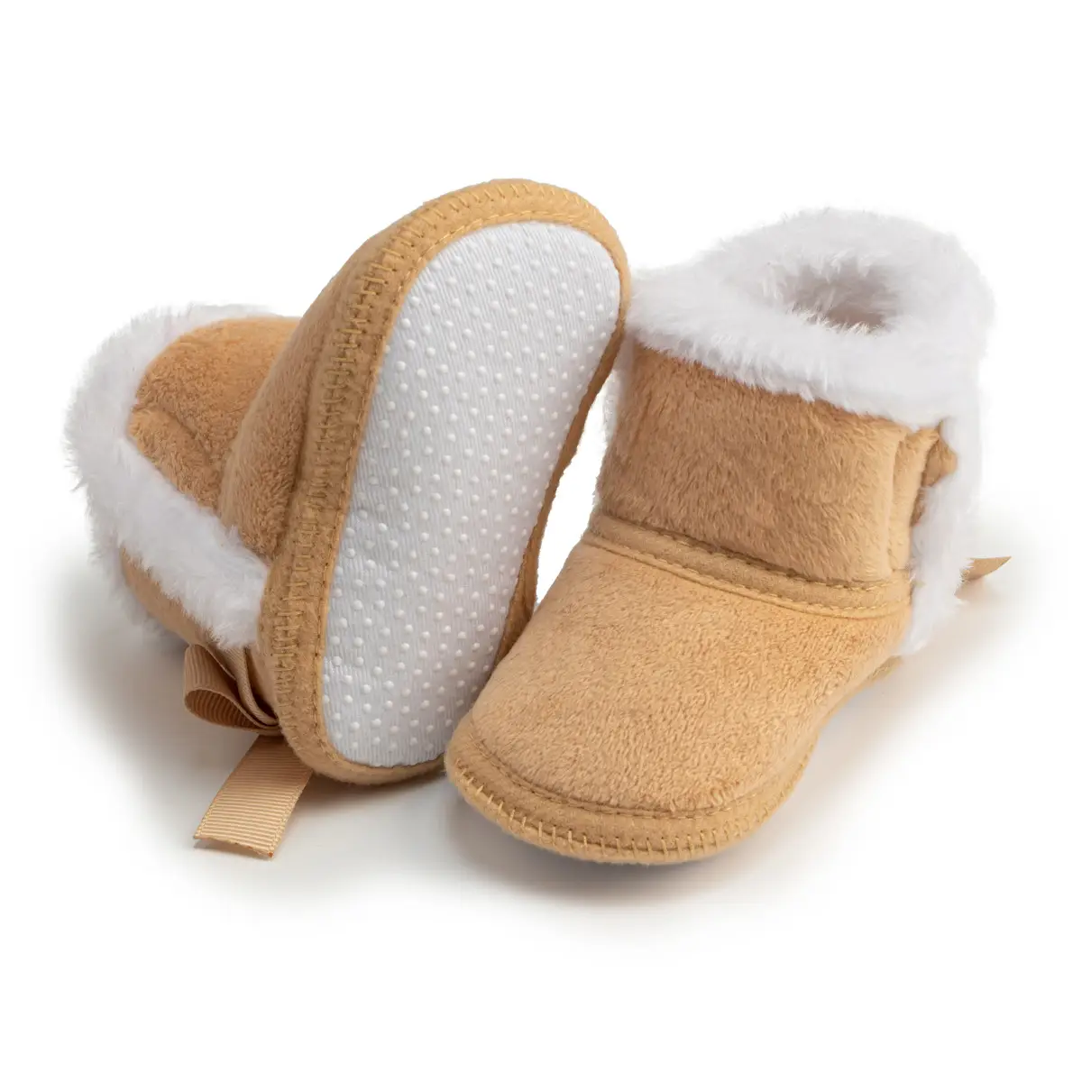 Winter Warm Baby Boots Pink Brown Anti-Slip Velcro — feature 21