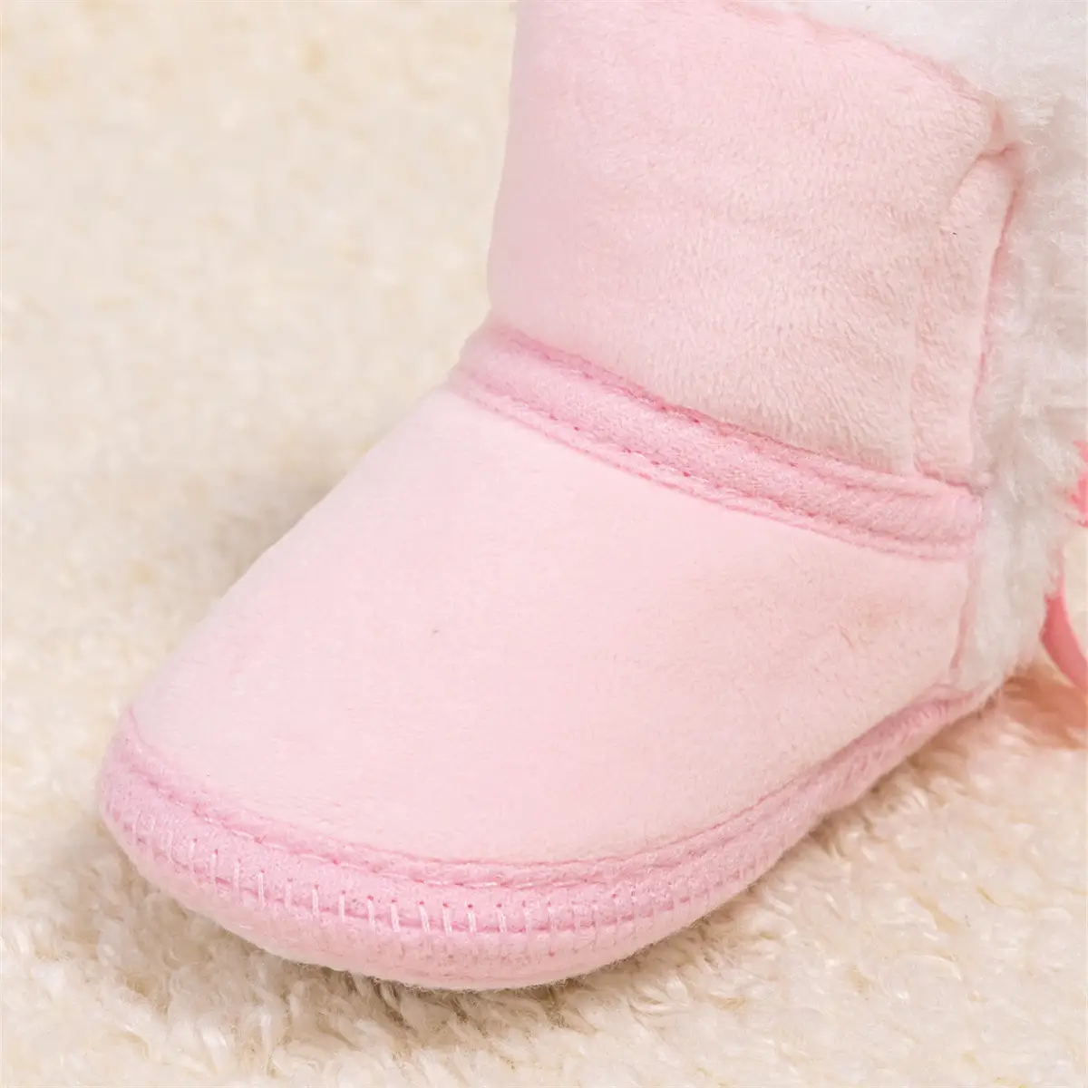 Winter Warm Baby Boots Pink Brown Anti-Slip Velcro — feature 9