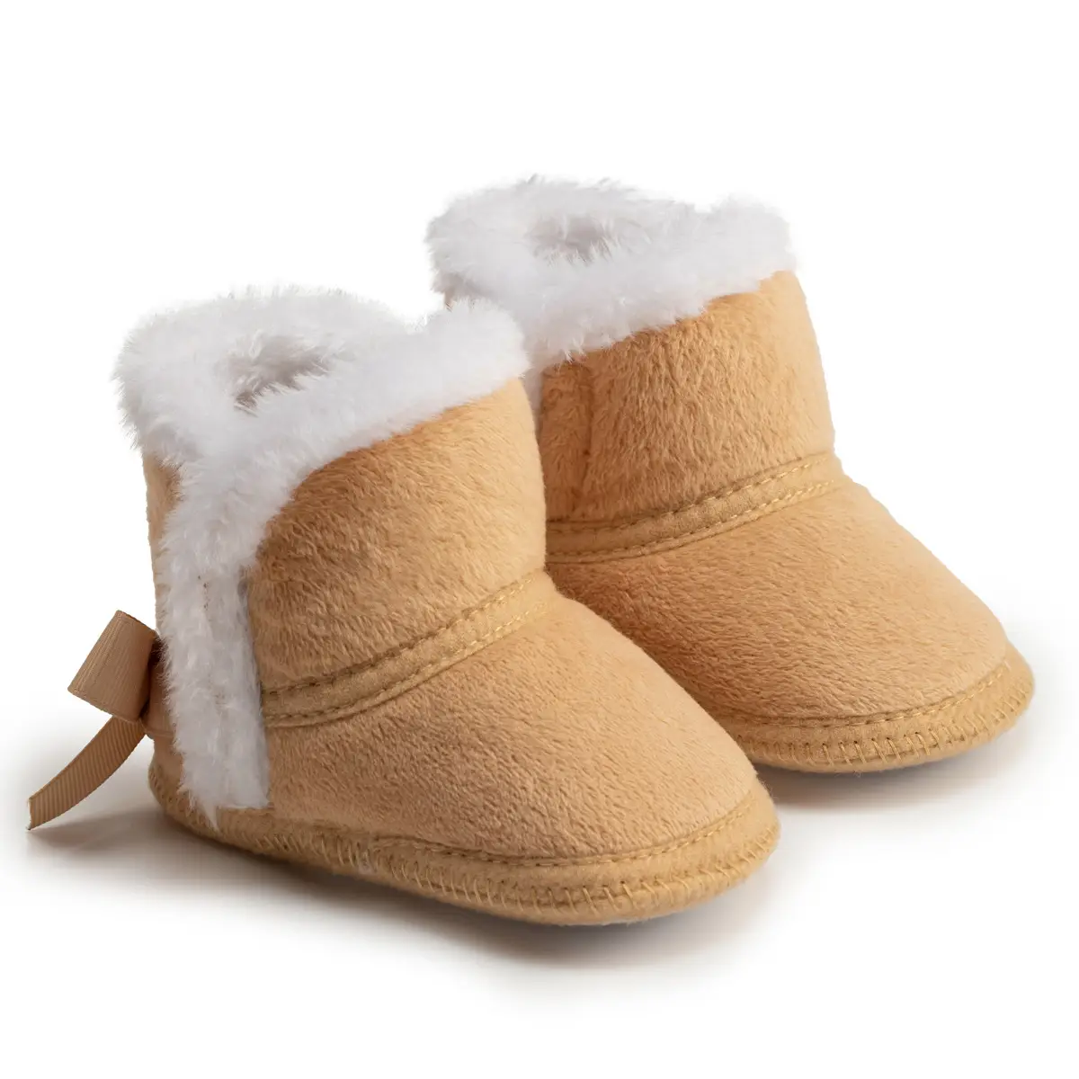 Winter Warm Baby Boots Pink Brown Anti-Slip Velcro