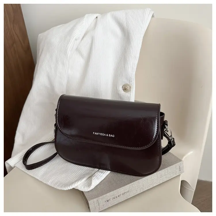 Brown Textured Saddle Shoulder Bag for Women — feature 11