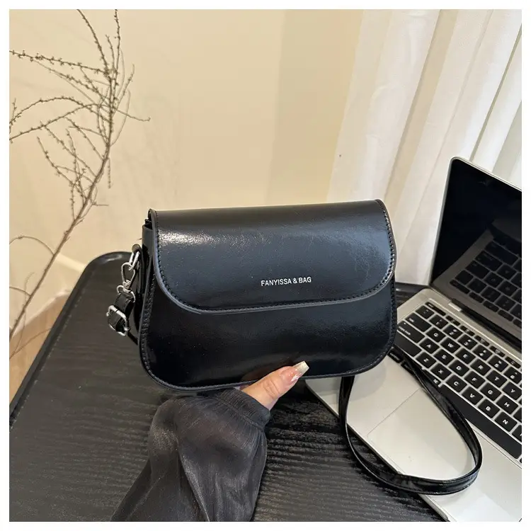 Brown Textured Saddle Shoulder Bag for Women — feature 12