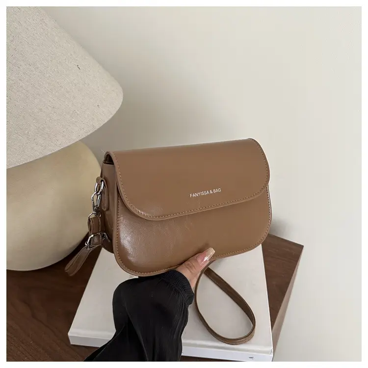 Brown Textured Saddle Shoulder Bag for Women — feature 17