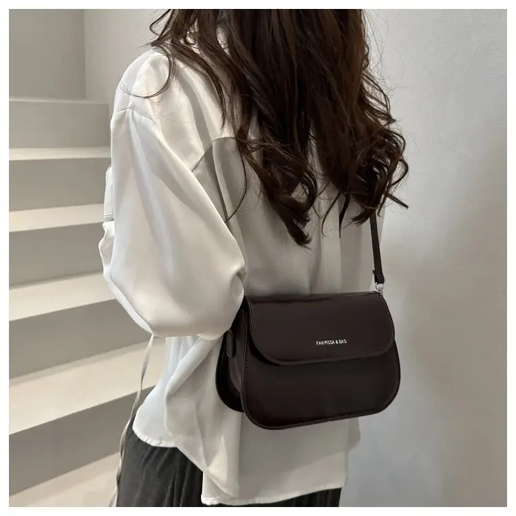 Brown Textured Saddle Shoulder Bag for Women — feature 26