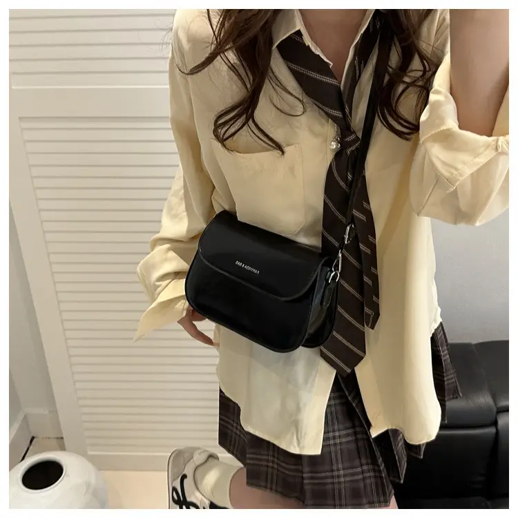 Brown Textured Saddle Shoulder Bag for Women — feature 34