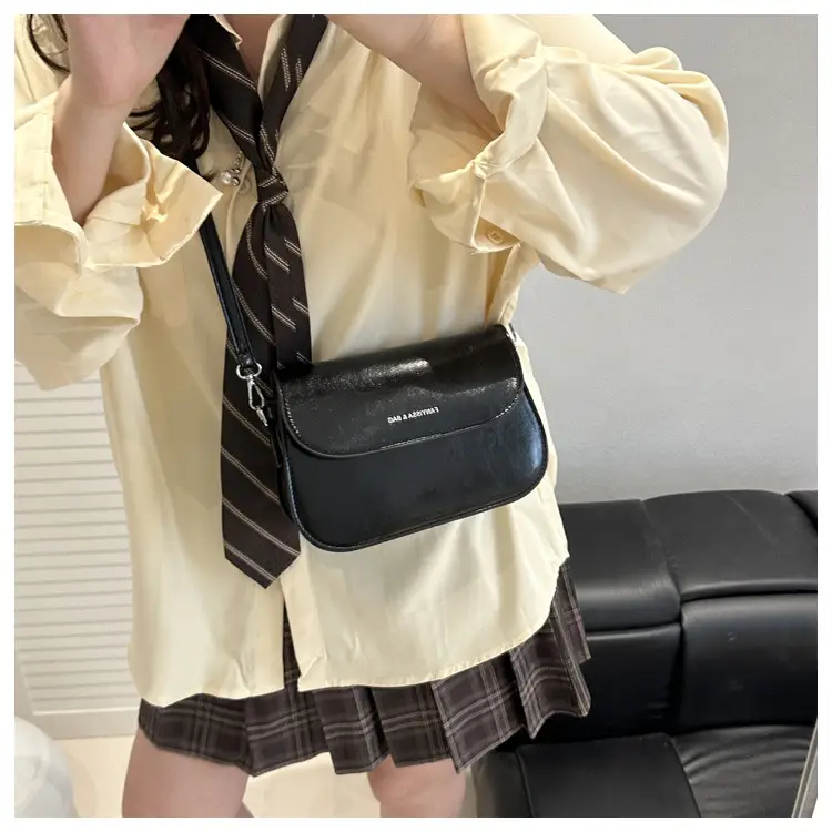Brown Textured Saddle Shoulder Bag for Women — feature 35