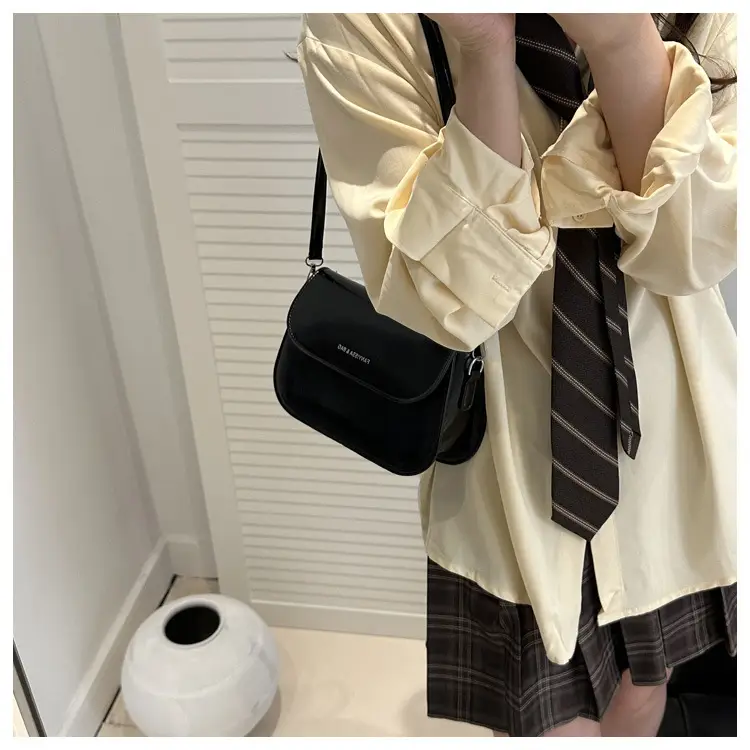 Brown Textured Saddle Shoulder Bag for Women — feature 40