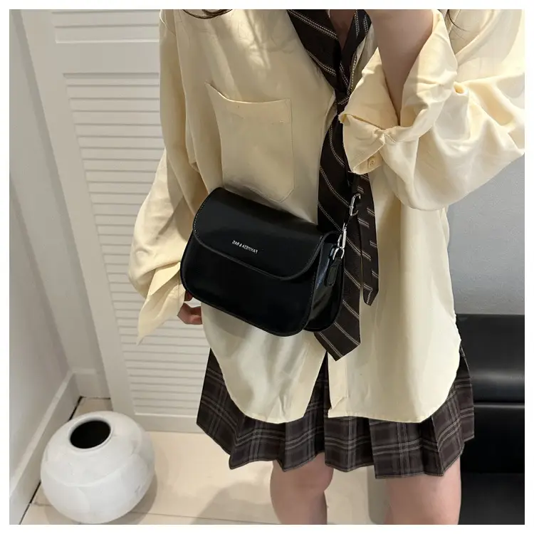 Brown Textured Saddle Shoulder Bag for Women — feature 48