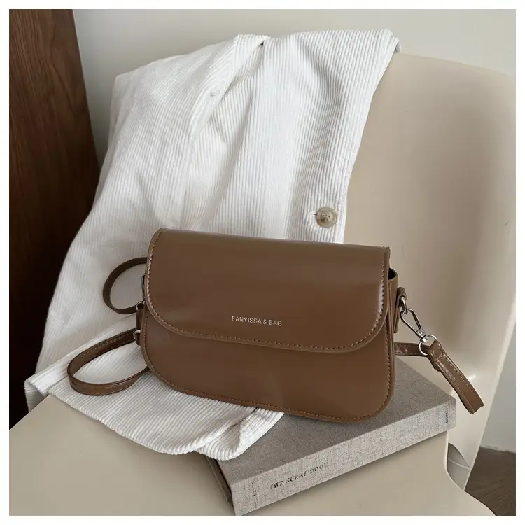Brown Textured Saddle Shoulder Bag for Women — feature 9