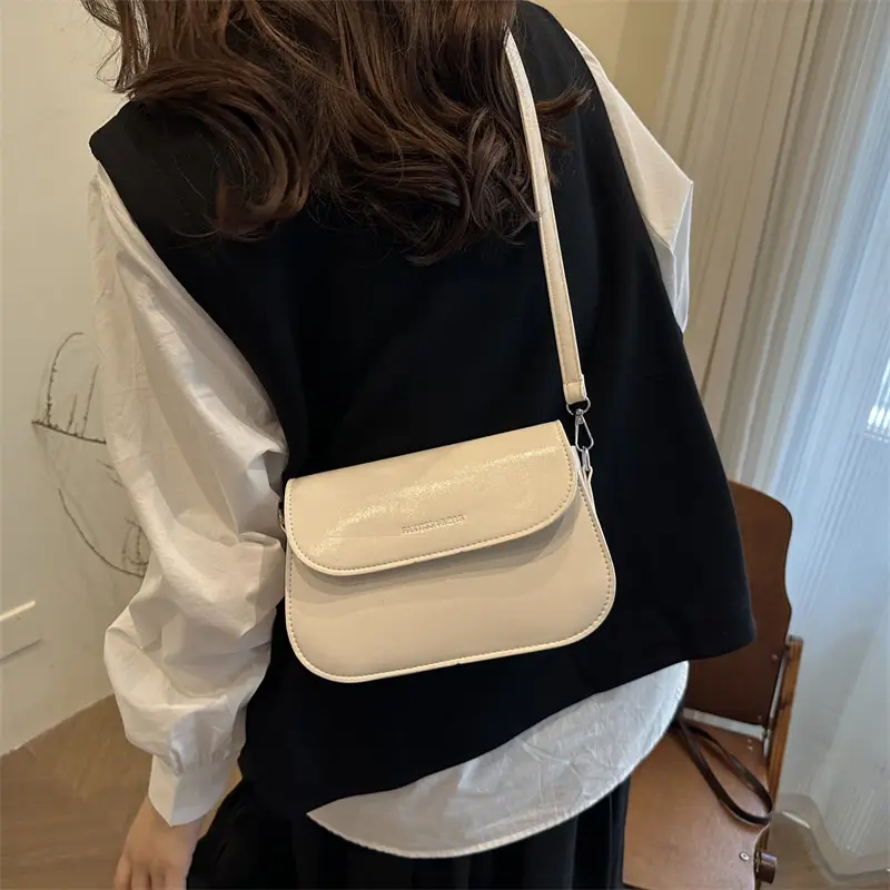 Brown Textured Saddle Shoulder Bag for Women - Image 5