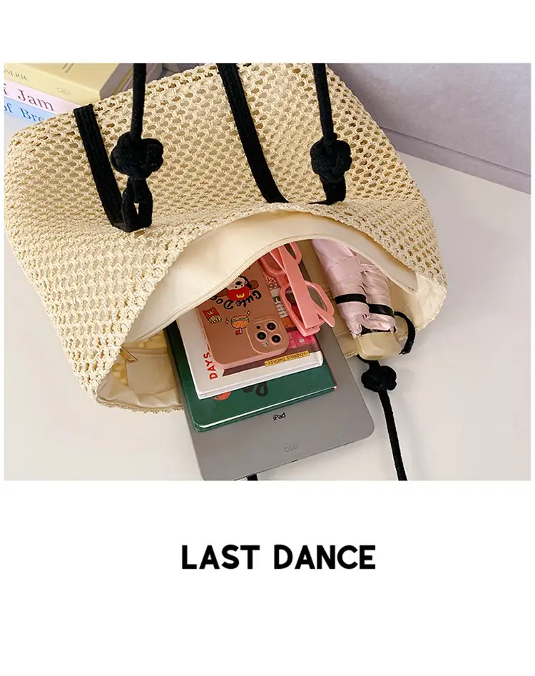 Women Woven Shoulder Tote Bag Seaside Vacation Large Capacity — feature 10