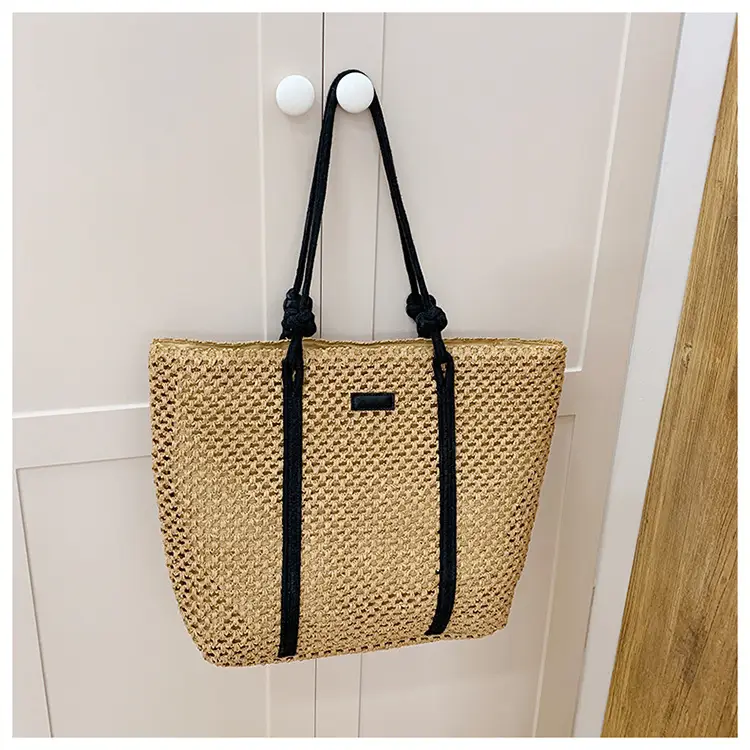 Women Woven Shoulder Tote Bag Seaside Vacation Large Capacity — feature 12