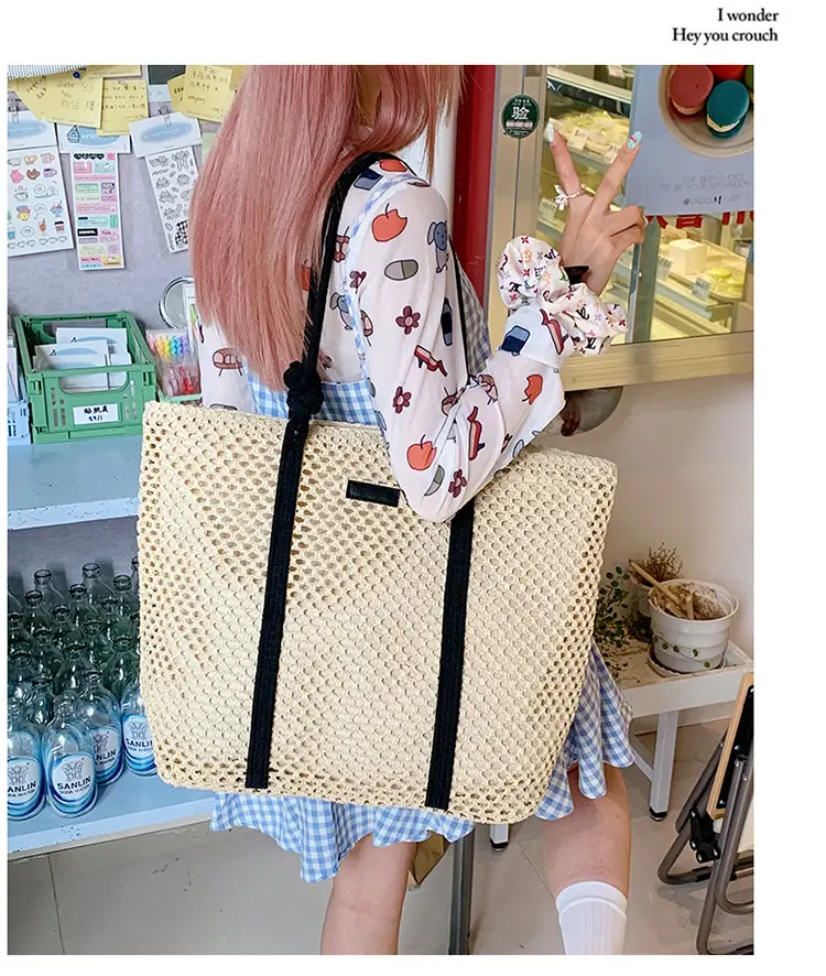 Women Woven Shoulder Tote Bag Seaside Vacation Large Capacity — feature 17