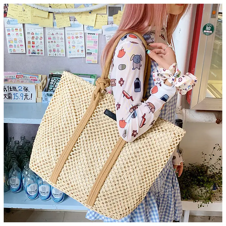 Women Woven Shoulder Tote Bag Seaside Vacation Large Capacity — feature 19