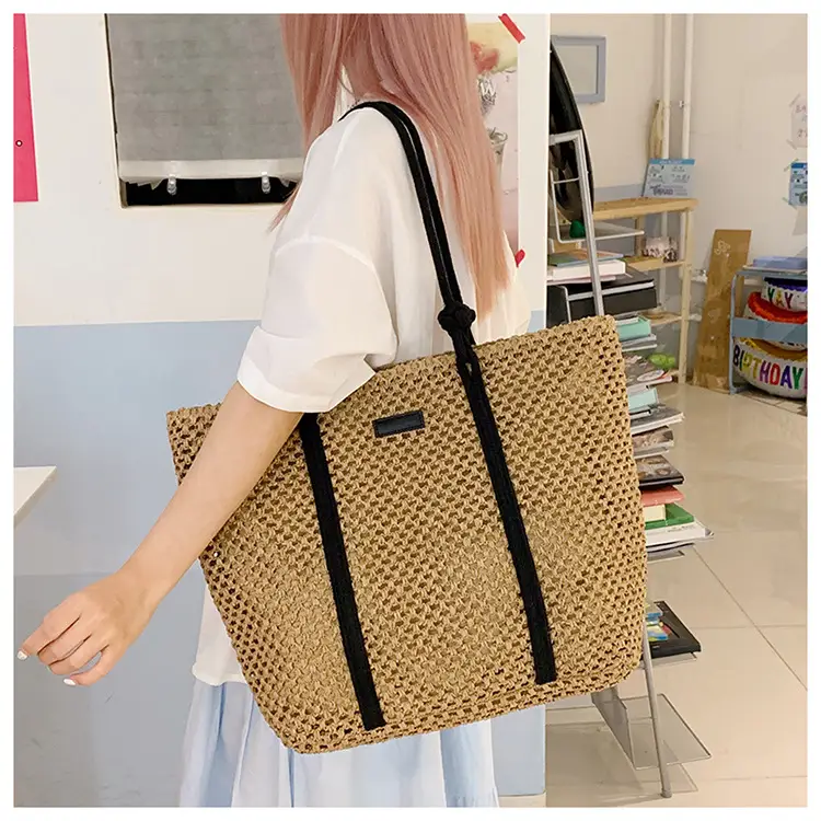 Women Woven Shoulder Tote Bag Seaside Vacation Large Capacity — feature 20