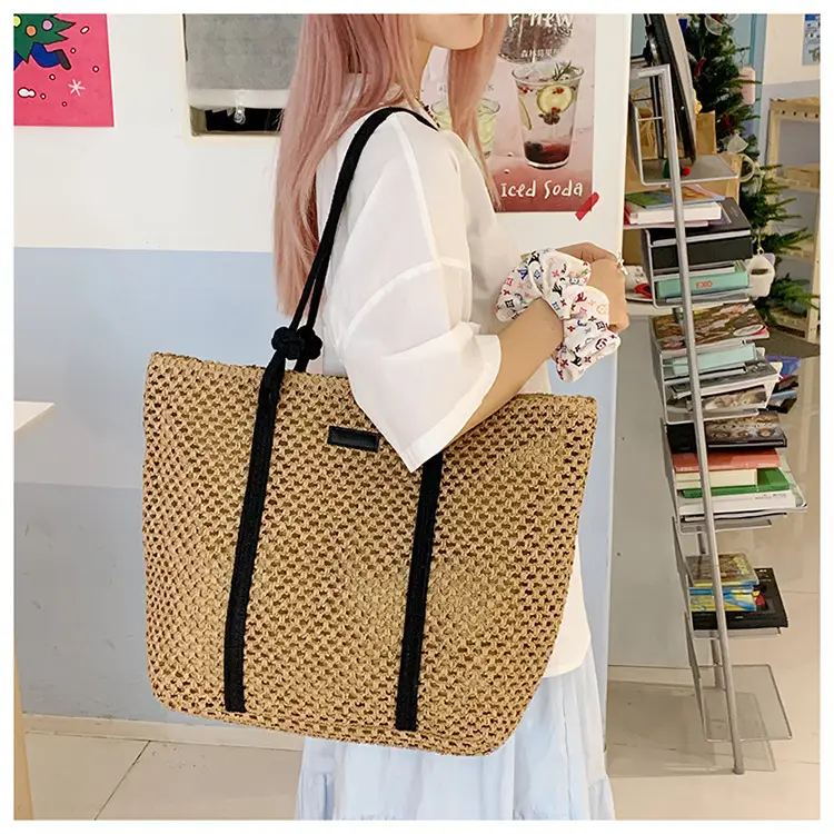Women Woven Shoulder Tote Bag Seaside Vacation Large Capacity — feature 21