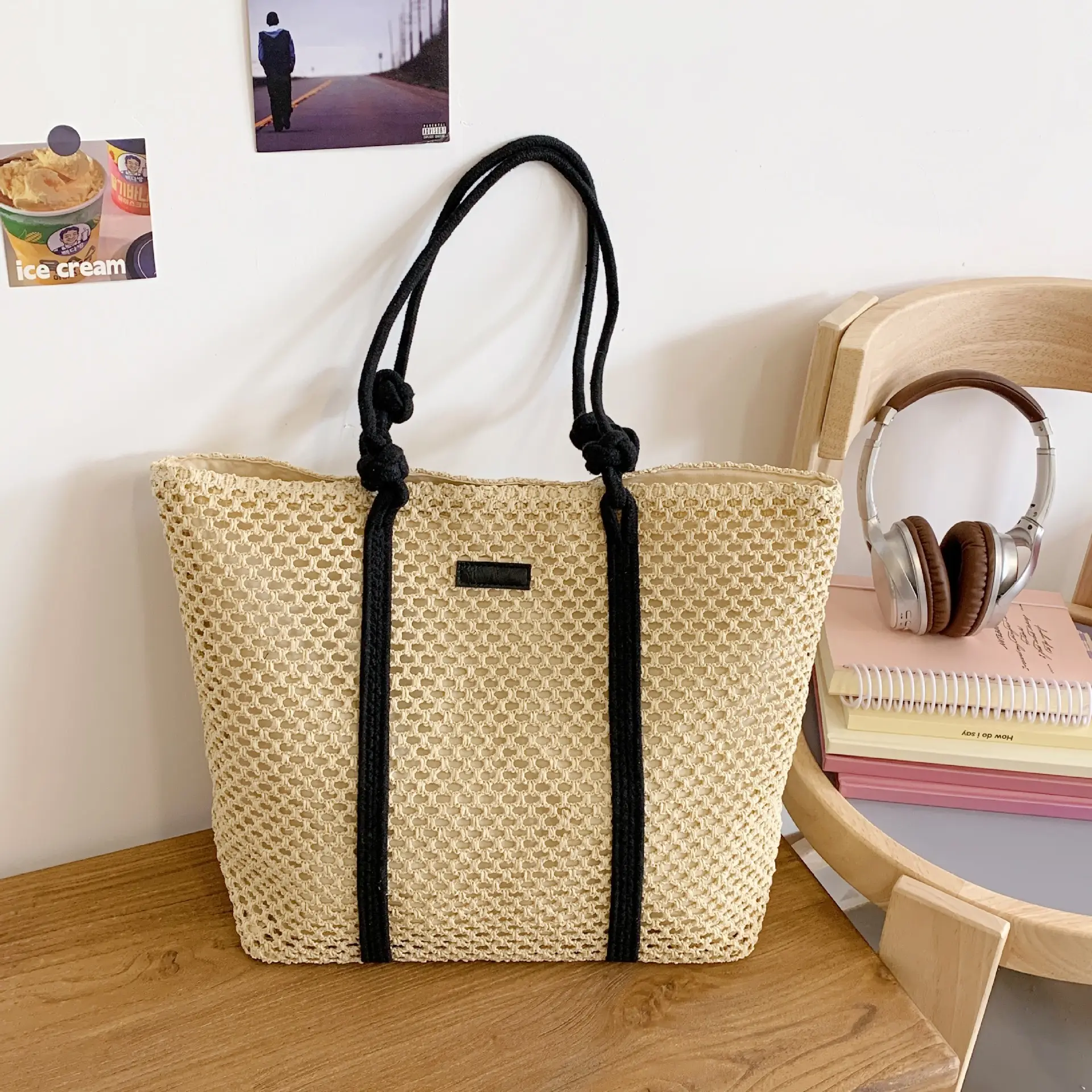 Women Woven Shoulder Tote Bag Seaside Vacation Large Capacity — feature 24